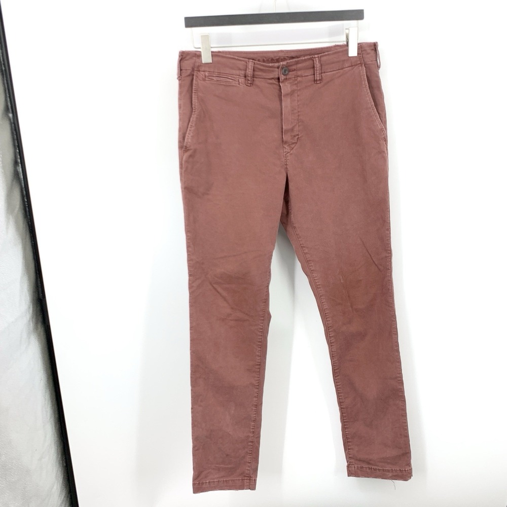 American Eagle Men Size 34 x 32 Pants Red Lived In Khakis Chinos Slim‎ Stretch